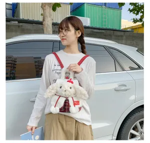 Sac à dos en peluche lapin mignon pour femmes et filles, sac d'école stylé et adorable.