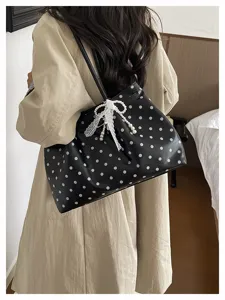 Borsa a tracolla plissettata stile coreano con fiocco, borsa sotto ascella chic da donna.