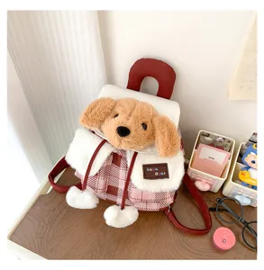 Mignon sac à dos en peluche chiot style japonais, cartable doux et mignon pour les enfants.