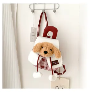 Sac à dos mignon en peluche pour chien style japonais, cartable animal dessin animé