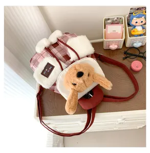 Joli sac à dos en peluche style japonais avec design de lapin pour femmes et étudiants, rose.