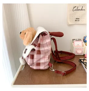 Sac à dos lapin en peluche mignon style japonais, cartable animal dessin animé pour filles.