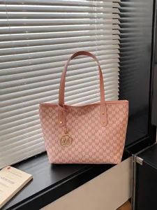 Rosa Damen Shopper Tasche, große Kapazität modische Umhängetasche für Arbeit und Alltag.