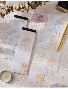 Plant series aesthetic memo pad set, botanical journaling decorative paper details
