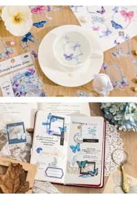 PET Schmetterling Collage Aufkleber Set Retro Vintage DIY dekorative Schreibwaren Tagebuch