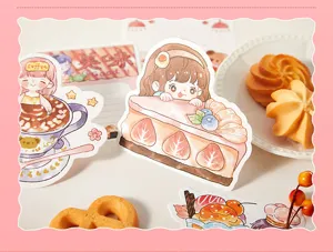 Cute cartoon anime girls dessert sticky notes stationery set detail scene display for journaling