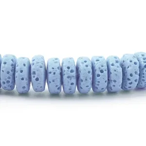 Perline distanziali in pietra lavica porosa azzurra dettaglio per bracciali gioielli