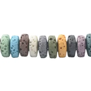 Perline distanziali in pietra lavica vulcanica colorata per gioielli fai da te, bracciali e collane.