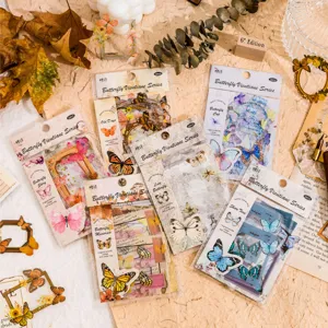 Schmetterling Collage Sticker PET Tasche Vintage DIY Tagebuch Deko Aufkleber 30Stk 6Stile