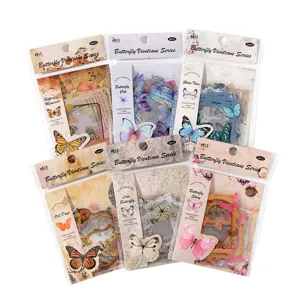 Vintage Schmetterling PET Aufkleber Packs für DIY Scrapbook, Journaling und ästhetische Deko.