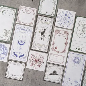 Lot de blocs-notes tarot céleste vintage, papeterie décorative détachable pour journal.