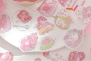 Cute cherry blossom washi stickers set, pink gold foil planner journaling stationery items.