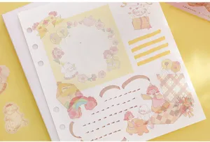 Cute washi sticker pack and planner stationery set featuring lovely girl and flower designs.