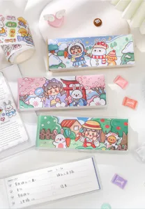 Bonito conjunto de bloc de notas agenda semanal con cubierta de PVC y dibujos animados.