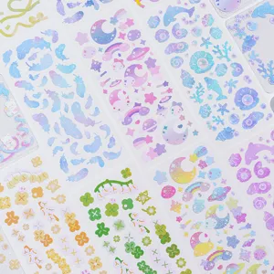 Sweet House Series Journal Stickers PVC Flash Film Holographic Decorative Stickers For Scrapbooking DIY Stationery
