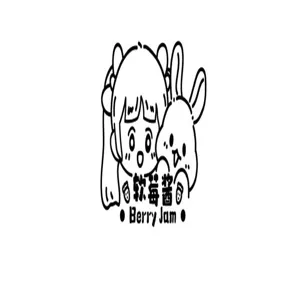 Detalle de ilustración de niña anime y conejo lindo para mini agenda berry jam diseño.