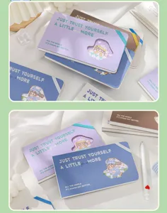Χαριτωμένο τετράδιο πλέγματος ημερολόγιο kawaii στιλ μαθητικό με λάστιχο και παράθυρο