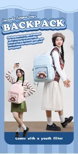 Japanischer Stil große Kapazität transparentes Fenster Ita Rucksack Schultasche für Mädchen