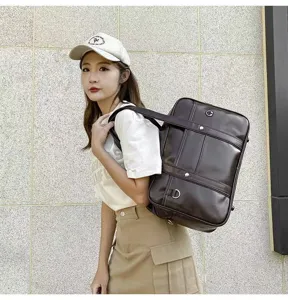 Japanese style PU JK uniform bag, large capacity casual shoulder bag for daily campus use.