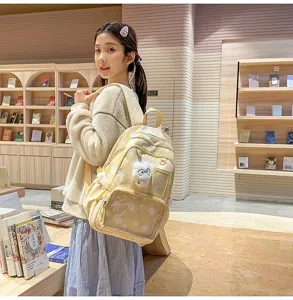 Japanese style cute star backpack for high school girls large capacity multi compartment school bag