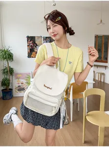 Minimalist lightweight women's canvas backpack casual daily commute school travel book bag stylish