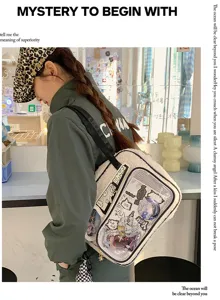 Lindo bolso Ita de felpa Y2K con ventana transparente, bolso de hombro de estilo anime.