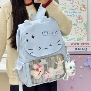 Giapponese Carino Cartoon Gatto Zaino Grande Capacità Studente Borsa Scolastica Casuale Giornaliero Zainetto Nylon Viaggio Donna
