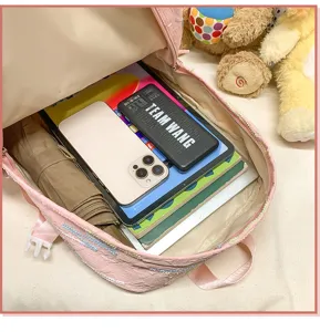 Pink large capacity student school bag aesthetic backpack multi-pocket daily travel bag