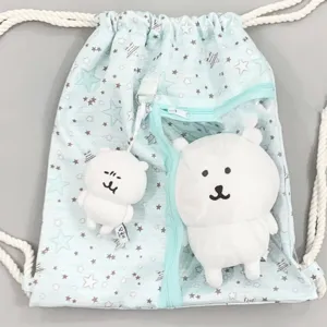 Mochila de Cordón de Nailon con Patrón de Estrellas Gran Capacidad Bolsa Escolar Casual Bolsillo Transparente Bolso de Viaje para Mujeres Hombres