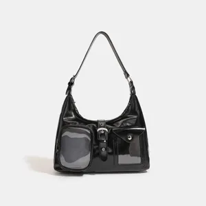 Women Itabag PU Leather Shoulder Crossbody Bag Cute Bow Transparent Window Casual Daily Commute Handbag
