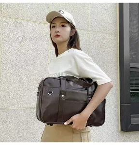 Japanese style JK uniform bag PU leather messenger shoulder bag large capacity casual campus tote for students