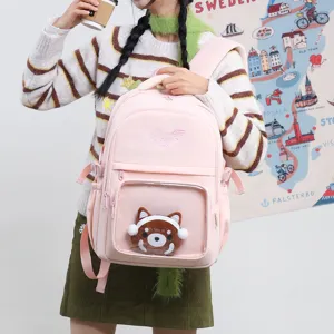 Japanischer Stil großer Kapazität rosa Rucksack mit transparenter Tasche für Schüler