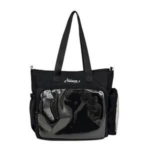 Black ita bag transparent tote bag anime pin display shoulder bag large capacity casual