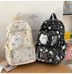 Japanese style star print student backpack large capacity cute school bag for teenage girls