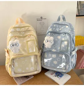 Japanese style student school backpack cute star print large capacity double shoulder bag
