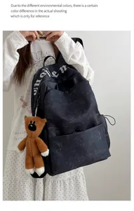 Mochila escolar de gran capacidad estilo coreano con bonito colgante para viajes