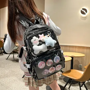 Japanese ACG convention Ita backpack with clear window for pins and plush doll displays.