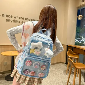 Japanese anime ita backpack for women large capacity transparent school bag pins badges