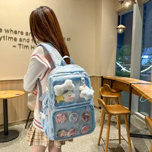 Japanese anime style ita backpack student large capacity double shoulder transparent badge bag