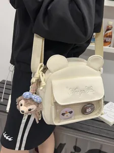 Sac à bandoulière en toile mignon japonais style ita bag oreilles d'ours sac de messager casual