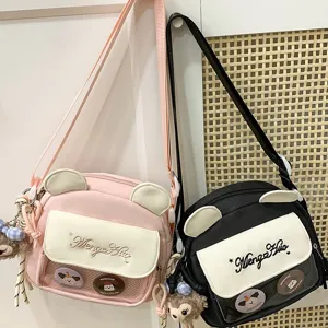Joli sac ita pour filles, style japonais avec fenêtre transparente et jolies oreilles d'ours.