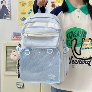Cute Japanese ita backpack large capacity clear pocket school bag for students teens daily use.