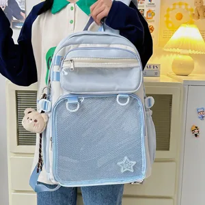 Cute Japanese Style Ita Backpack Large Capacity Clear Pocket School Bag for Students