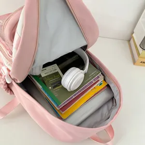 Pink large capacity student backpack cute Japanese style casual school bag for girls
