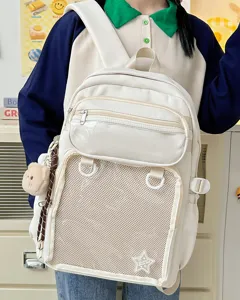 Cute Japanese style large capacity ita backpack with clear window and mesh pocket for students.