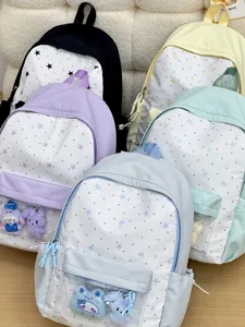 Japanse stijl schattige sterrenpatroon transparante voorzak canvas schoolrugzak voor school