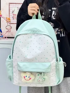Japans stijl mintgroene ita rugzak met transparante voorzak en schattige sterrenprint