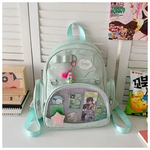 Sac à dos ita vert clair avec fenêtre transparente, sac de loisirs pour les voyages d'étudiants.