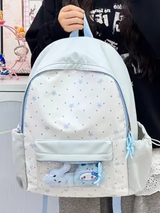 Leuke Japanse stijl rugzak met sterrenmotief en transparante zak voor studenten nieuw