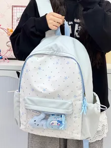 Japanse stijl schattige sterren patroon ita rugzak met doorzichtige voorzak voor pluche.